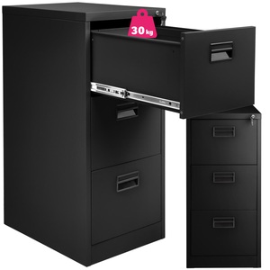 TecTake, Aktenschrank mit 3 Schubladen - schwarz, 