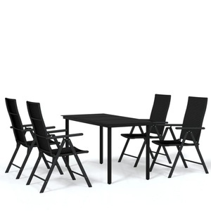 vidaXL, vidaXL 5-tlg. Garten-Essgruppe Schwarz, 