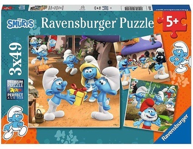 Ravensburger, Ravensburger Puzzle 3 x 49 Teile Die Schlümpfe sind los!, 