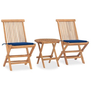vidaXL, vidaXL 3-tlg. Garten-Essgruppe mit Kissen Klappbar Massivholz Teak, vidaXL 3-tlg. Garten-Essgruppe mit Kissen Klappbar Massivholz Teak