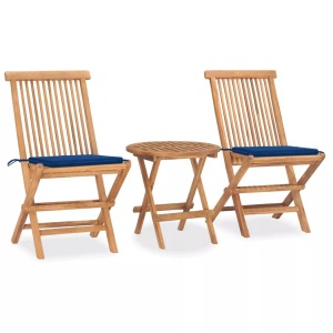 vidaXL, vidaXL 3-tlg. Garten-Essgruppe mit Kissen Klappbar Massivholz Teak, vidaXL 3-tlg. Garten-Essgruppe mit Kissen Klappbar Massivholz Teak