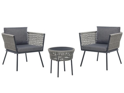 Beliani, Bistro Set aus PE Rattan Boho GARGANO Bistro Set aus PE Rattan Boho GARGANO, Beliani - Bistro Set aus PE Rattan Boho GARGANO, One Size, Rauch