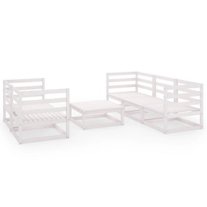 vidaXL, vidaXL 6-tlg. Garten-Lounge-Set Weiß Kiefer Massivholz, vidaXL 6-tlg. Garten-Lounge-Set Weiß Massivholz Kiefer