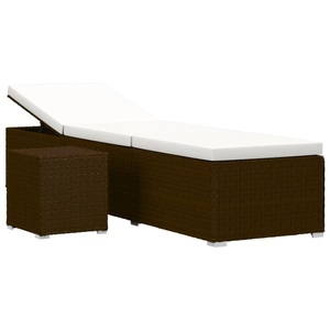 Diverse Hardware, Sonnenliege mit Auflage und Teetisch Poly Rattan Braun, VidaXL - Sonnenliege poly-rattan, One Size, Braun