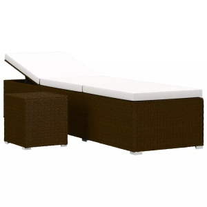 Diverse Hardware, Sonnenliege mit Auflage und Teetisch Poly Rattan Braun, VidaXL - Sonnenliege poly-rattan, One Size, Braun