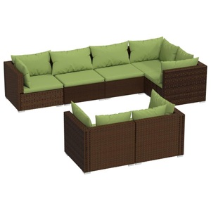 vidaXL, vidaXL 7-tlg. Garten-Lounge-Set mit Kissen Braun Poly Rattan, 