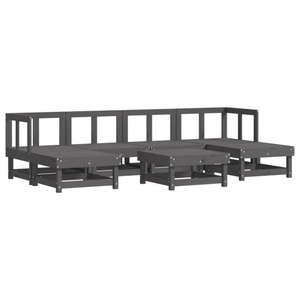 vidaXL, vidaXL 7-tlg. Garten-Lounge-Set Grau Massivholz Kiefer, 