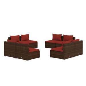 vidaXL, vidaXL 8-tlg. Garten-Lounge-Set mit Kissen Poly Rattan Braun