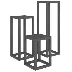 vidaXL, vidaXL 3-tlg. Pflanzenständer-Set Grau Massivholz Kiefer