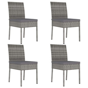 vidaXL, vidaXL Garten-Essstühle 4 Stk. Poly Rattan Grau, vidaXL Garten-Essstühle 4 Stk. Poly Rattan Grau