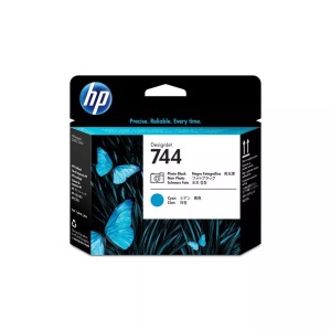 Hp, HP 744 DesignJet Druckkopf Fotoschwarz/Cyan, Hewlett Packard Druckkopf, foto schwarz/blau, No.744, F9J86A