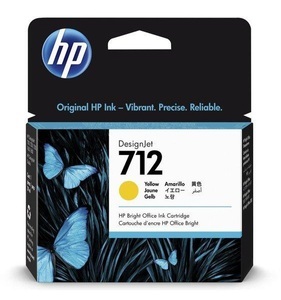 HP Supplies, HP 712 Tinte gelb, Hewlett Packard Tintenpatrone, gelb, No. 712, 3ED69A, (29ml)