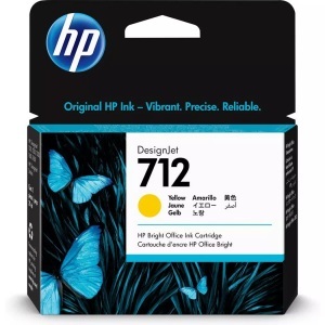 HP Supplies, HP 712 Tinte gelb, Hewlett Packard Tintenpatrone, gelb, No. 712, 3ED69A, (29ml)