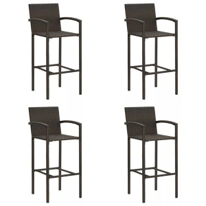 vidaXL, vidaXL Barhocker 4 Stk. Braun Poly Rattan, vidaXL Barhocker 4 Stk. Braun Poly Rattan