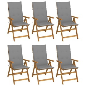 vidaXL, vidaXL Klappbare Gartenstühle 6 Stk. mit Auflagen Massivholz Akazie, vidaXL Klappbare Gartenstühle 6 Stk. mit Auflagen Massivholz Akazie