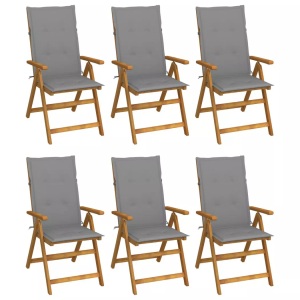 vidaXL, vidaXL Klappbare Gartenstühle 6 Stk. mit Auflagen Massivholz Akazie, vidaXL Klappbare Gartenstühle 6 Stk. mit Auflagen Massivholz Akazie
