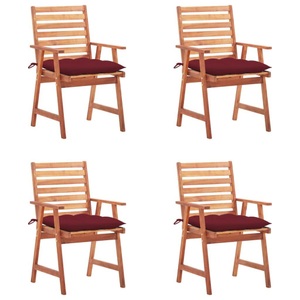 vidaXL, vidaXL Garten-Essstühle 4 Stk. mit Kissen Massivholz Akazie, vidaXL Garten-Essstühle 4 Stk. mit Kissen Massivholz Akazie