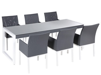 Beliani, Gartenmöbel Set Aluminium grau 6-Sitzer, 