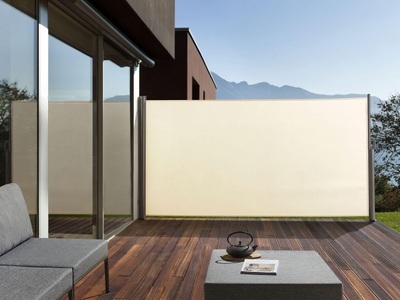 Beliani, Beliani Seitenmarkise beige ausziehbar 160 x 300 cm Dorio, Beliani - Seitenmarkise aus Polyester DORIO, One Size, Perle