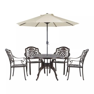 Beliani, Gartentisch Set mit Schirm aus Aluminium Retro SALENTO Gartentisch Set mit Schirm aus Aluminium Retro SALENTO, 
