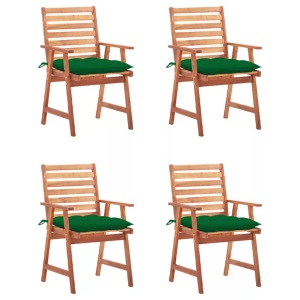 vidaXL, vidaXL Garten-Essstühle 4 Stk. mit Kissen Massivholz Akazie, vidaXL Garten-Essstühle 4 Stk. mit Kissen Massivholz Akazie