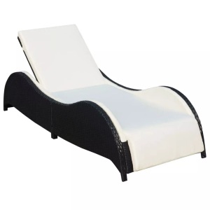 Diverse Hardware, Sonnenliege mit Polsterauflage Poly Rattan Schwarz, vidaXL Sonnenliege mit Polsterauflage Poly Rattan Schwarz