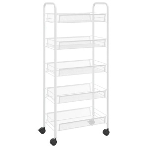 vidaXL, vidaXL Küchenwagen 5 Etagen Weiß 46x26x105 cm Eisen, vidaXL Küchenwagen 5 Etagen Weiß 46x26x105 cm Eisen