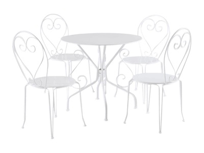Vente-unique, Garten Essgruppe Metall in Eisenoptik Tisch + 4 stapelbare Stühle GUERMANTES Garten Essgruppe Metall in Eisenoptik Tisch + 4 stapelbare Stühle GUERMANTES