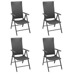 vidaXL, vidaXL Gartenstühle 4 Stk. Poly Rattan Schwarz, vidaXL Gartenstühle 4 Stk. Poly Rattan Schwarz