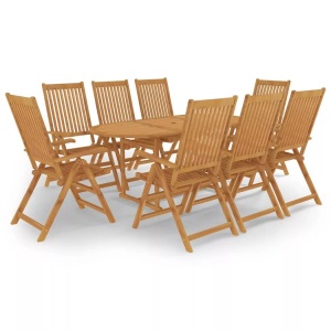 vidaXL, vidaXL 9-tlg. Garten-Essgruppe Massivholz Teak, vidaXL 9-tlg. Garten-Essgruppe Massivholz Teak