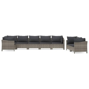 vidaXL, vidaXL 8-tlg. Garten-Lounge-Set mit Kissen Grau Poly Rattan