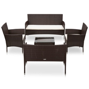 Diverse Hardware, 6-tlg. Garten-Lounge-Set mit Auflagen Poly Rattan Braun