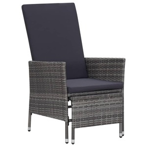 vidaXL, vidaXL Garten-Liegestuhl mit Auflagen Poly Rattan Grau, vidaXL Garten-Liegestuhl mit Auflagen Poly Rattan Grau
