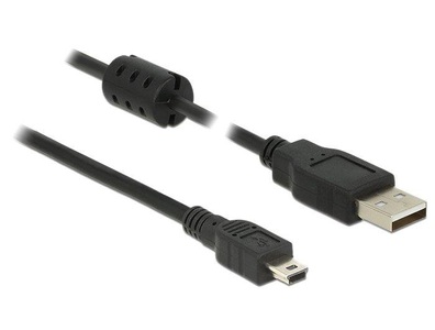 Delock, Delock USB 2.0 Anschlusskabel [1x USB 2.0 Stecker A - 1x USB 2.0 Stecker Mini-B] 1 m Schwarz mit Ferritkern