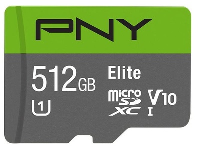 Pny, PNY microSDXC-Karte Elite UHS-I, PNY Elite - Flash-Speicherkarte (microSDXC-an-SD-Adapter inbegriffen) - 512 GB - Video Class V10 / UHS-I Class 1 / Class10 - microSDXC UHS-I