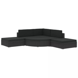 Diverse Hardware, 6-tlg. Garten-Lounge-Set mit Auflagen Poly Rattan Schwarz, vidaXL 6-tlg. Garten-Lounge-Set mit Auflagen Poly Rattan Schwarz