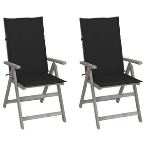 vidaXL, vidaXL Verstellbare Gartenstühle 2 Stk. mit Auflagen Massivholz Akazie, vidaXL Verstellbare Gartenstühle 2 Stk. mit Auflagen Massivholz Akazie