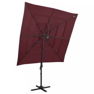 vidaXL, vidaXL Sonnenschirm mit Aluminium-Mast 4-lagig Bordeauxrot 250x250 cm, vidaXL Sonnenschirm mit Aluminium-Mast 4-lagig Bordeauxrot 250x250 cm