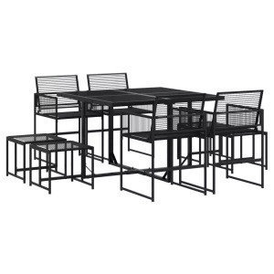 vidaXL, vidaXL 9-tlg. Garten-Essgruppe Schwarz Poly Rattan