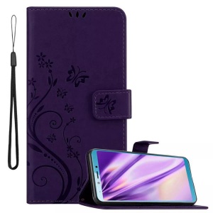 Cadorabo, Hülle für Samsung Galaxy A6s Blumen Design Magnetverschluss, Cadorabo - Hülle für Samsung Galaxy A6s Blumen Design Magnetverschluss, Lila
