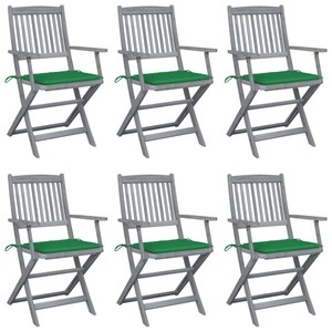 vidaXL, vidaXL Klappbare Gartenstühle 6 Stk. mit Sitzkissen Massivholz Akazie