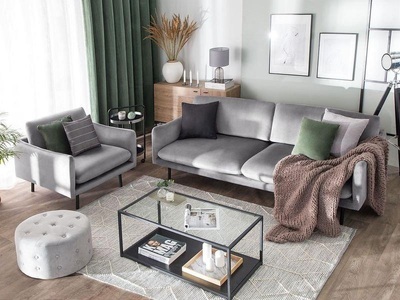 Beliani, Beliani Sessel Samtstoff grau VINTERBRO, 