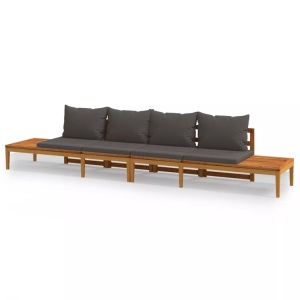 vidaXL, vidaXL Gartenbänke mit dunkelgrauen Kissen 2 Stk. Akazienholz, vidaXL Gartenbänke mit dunkelgrauen Kissen 2 Stk. Akazienholz