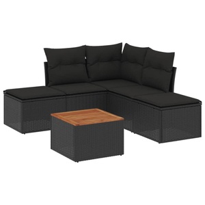vidaXL, vidaXL 6-tlg. Garten-Sofagarnitur mit Kissen Schwarz Poly Rattan, vidaXL 6-tlg. Garten-Sofagarnitur mit Kissen Schwarz Poly Rattan