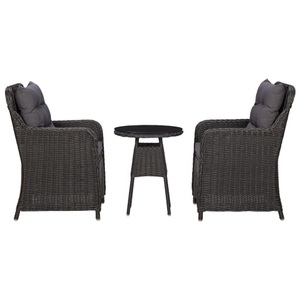 vidaXL, vidaXL Gartenstühle 2 Stk. mit Teetisch Poly Rattan Schwarz, vidaXL Gartenstühle 2 Stk. mit Teetisch Poly Rattan Schwarz