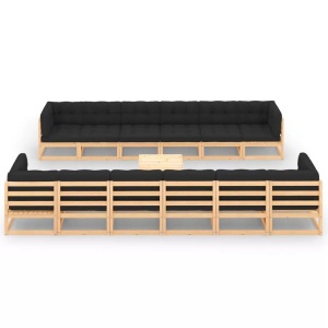 vidaXL, vidaXL 13-tlg. Garten-Lounge-Set mit Anthrazit Kissen Kiefernholz, vidaXL 13-tlg. Garten-Lounge-Set mit Kissen Massivholz Kiefer