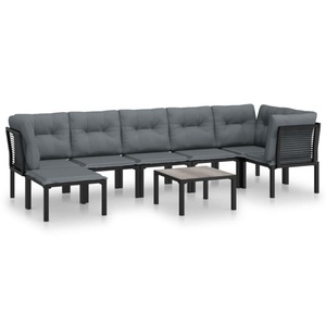 vidaXL, vidaXL 8-tlg. Garten-Lounge-Set Schwarz und Grau Poly Rattan