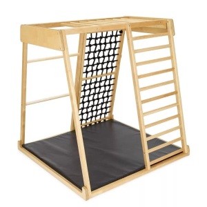 Montessori, Klettergerüst Für Kinder. Sailor. Klettergerüst, Sicherheitsmatte. Unisex Schwarz Leicht 115cm, Montessori - Klettergerüst ® mit Sicherheitsmatte (dunkel) + 1 Rutsche Zubehör (ab 18 Monate), One Size, Weiss