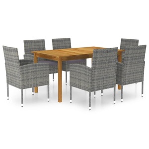 vidaXL, vidaXL 7-tlg. Garten-Essgruppe Grau, vidaXL 7-tlg. Garten-Essgruppe Grau