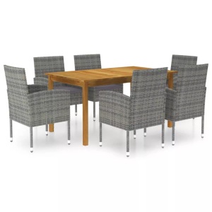 vidaXL, vidaXL 7-tlg. Garten-Essgruppe Grau, vidaXL 7-tlg. Garten-Essgruppe Grau